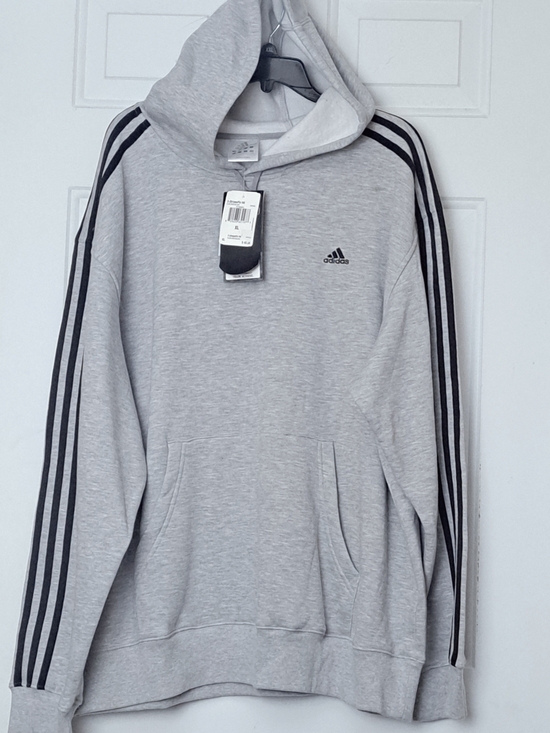adidas Other - Adidas Men’s Long Sleeve Light Gray Hoodie with Black Stripes